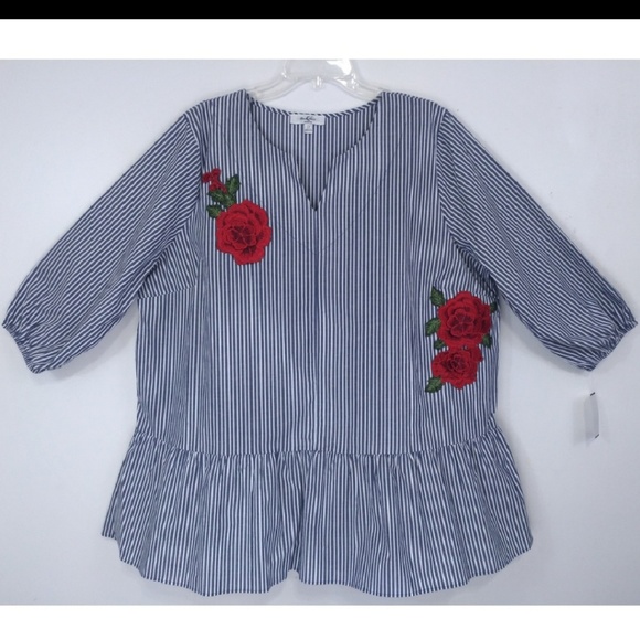 Tops - Blue and white blouse